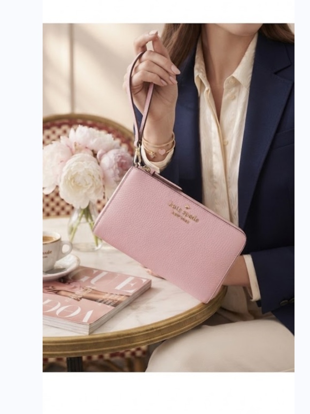NWT Kate Spade New York Lucy Medium L-Zip Wristlet Tutu Pink Leather - Picture 3 of 8